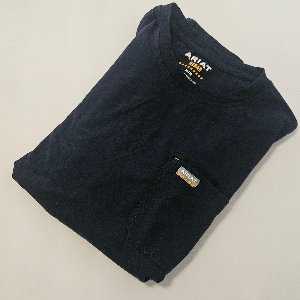 Women's Ariat Rebar Workman Logo Long Sleeve T-Shirt - Navy - M - LIKE NEW